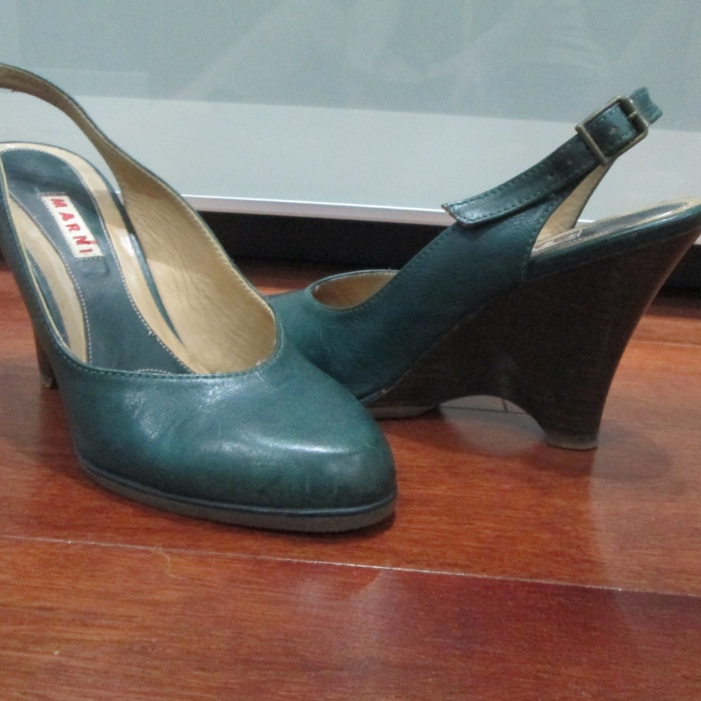 MARNI Leather Wedge Slingbacks Size 6
